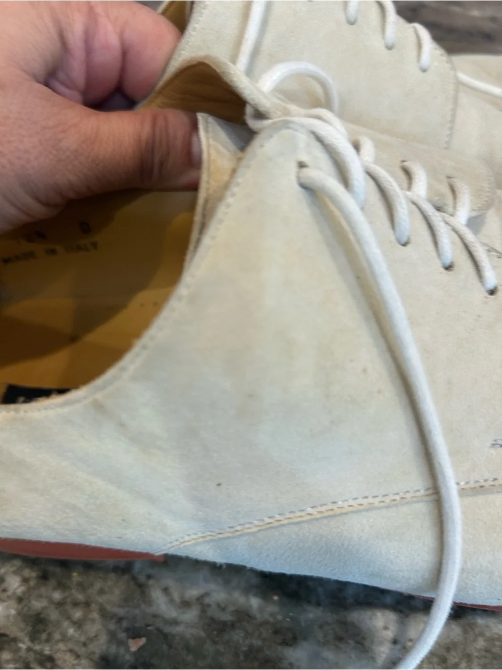 J. Peterman Men's Suede Derby Shoes made in Italy size 12 1/2 have wear scuffs